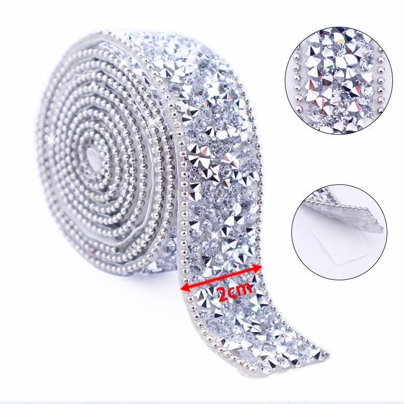 Self-Adhesive Sparkling Resin Diamond Color Ribbon, Totaling 2.5 Yards, Suitable for Crafts, Phone Gifts, Wedding, And Party Decorations