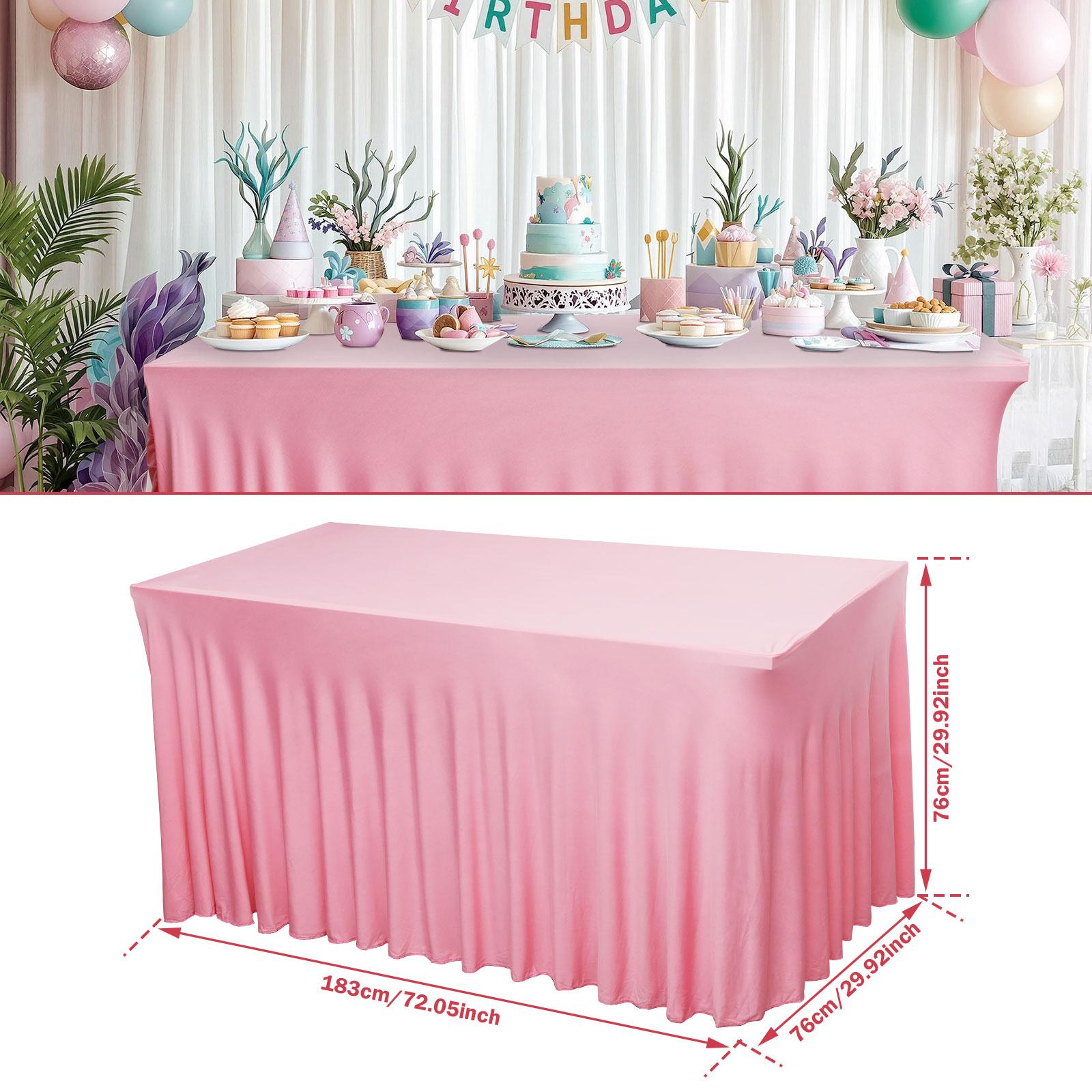 

6 FT Spandex Table Skirt Rectangle Tablecloth Skirt with Ruffles Skirt Universal Fitted Stretch Tablecloth for Restaurant Party