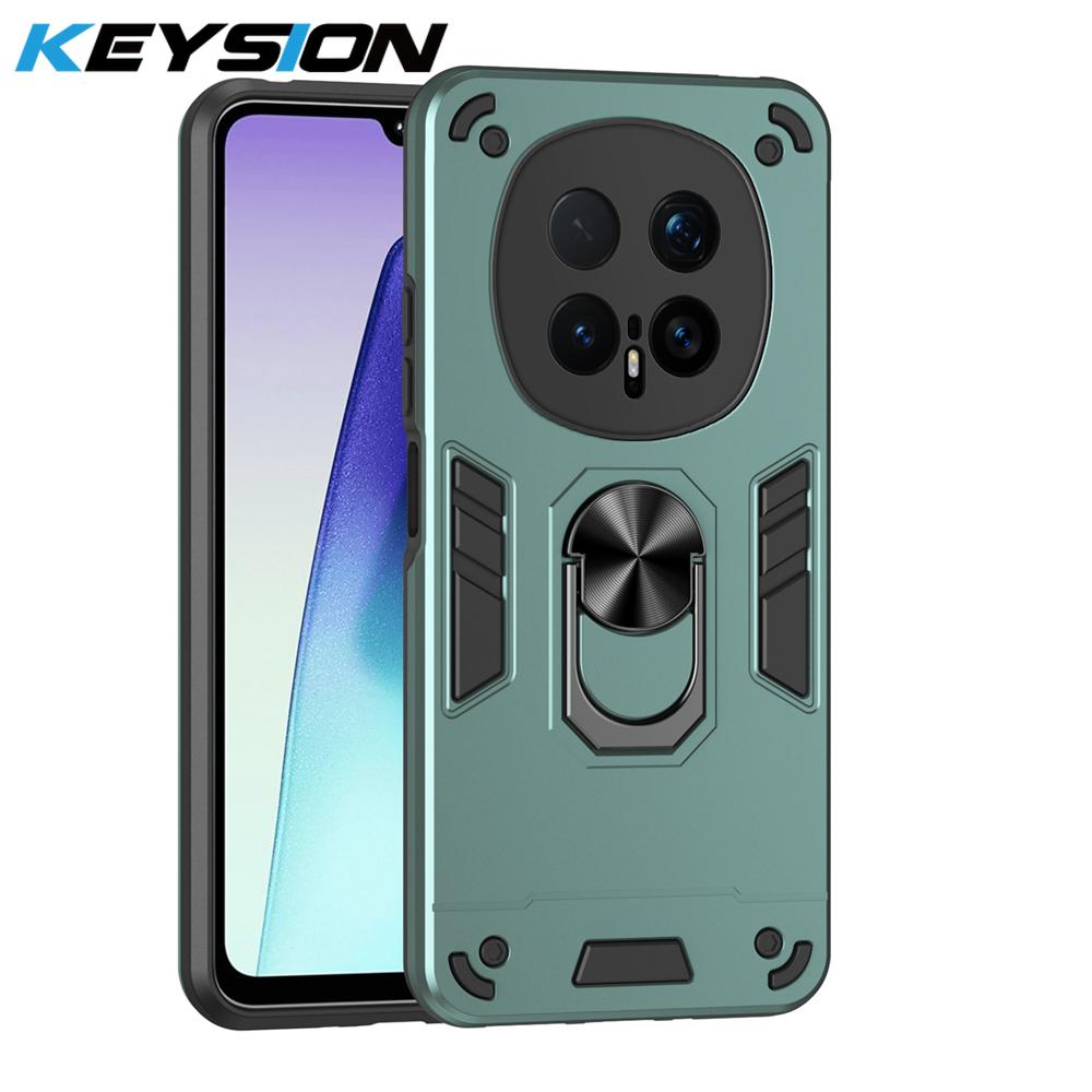 

KEYSION Shockproof Armor Case for HONOR Magic 8 Pro 5G Soft Silicone+PC Metal Ring Stand Phone Back Cover for Huawei Magic8 Pro for Magic 8 Pro зелений