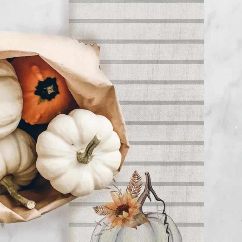 Festive Table Runner Fall Thanksgiving Pumpkin Leavest Table Runners Table Cloth for Holiday Decoration