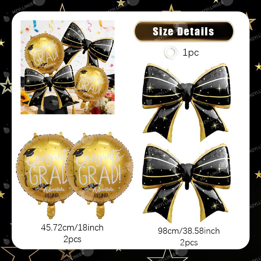 Bow Graduation Season Decoration Balloon Stripe Bow Balloon for Graduation Season Indoor and Outdoor Decoration Photography Prop