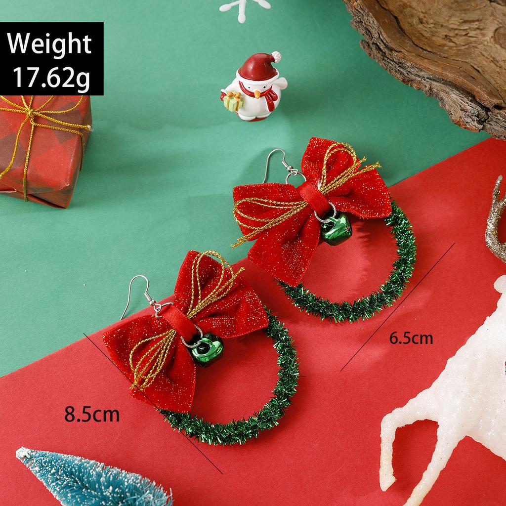 Christmas Tree Bow Colorful Garland Earrings Personalized Bell Christmas Series Earrings Women
