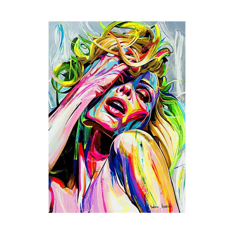 

Красочное женское лицо Картина маслом на холсте Декор для стен, постеры и принты Настенные картины для гостиной 30x40cm