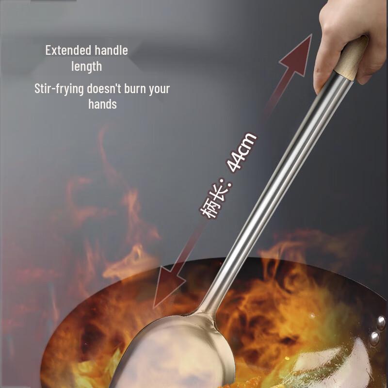 Stainless Steel Long-Handle Wok Spatula & Ladle Set