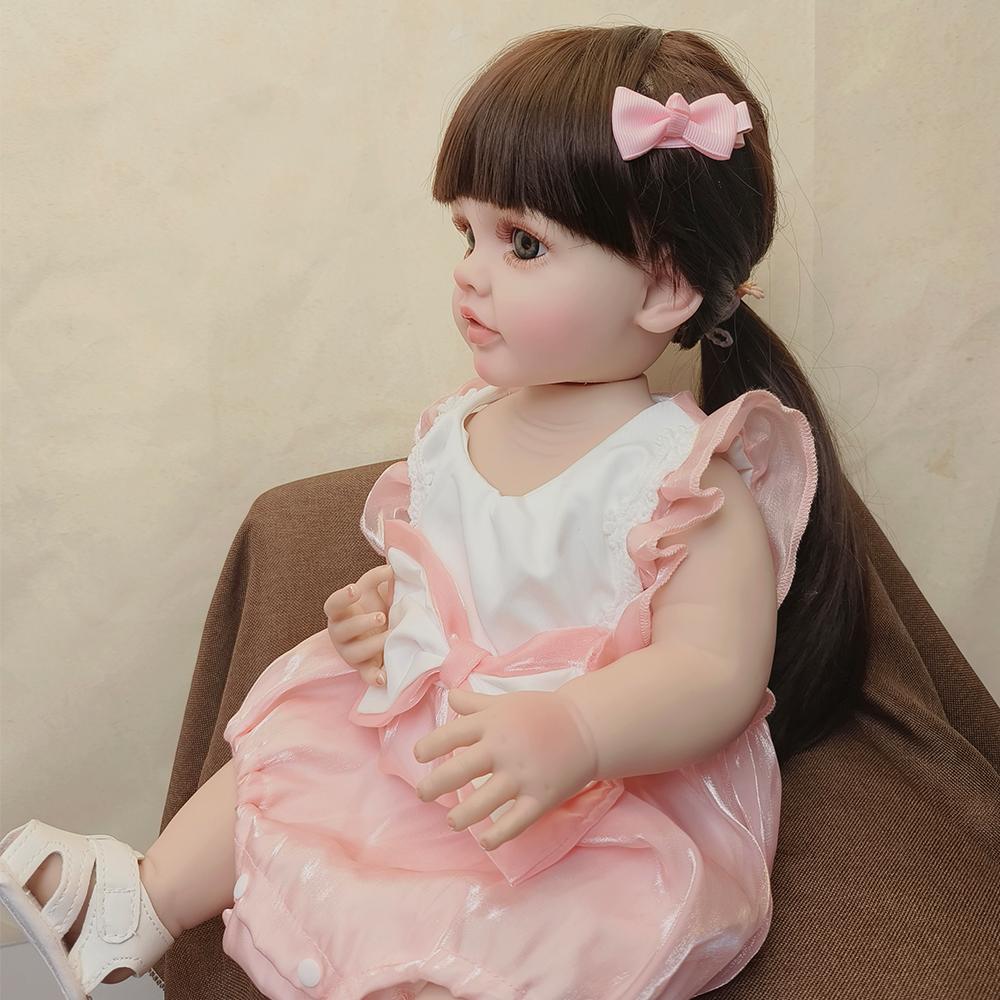 22-calowa lalka reborn Betty miękki silikonowy winyl cały korpus zabawka realistyczna lalka noworodka peruka włosy prezenty dla dzieci zabawki