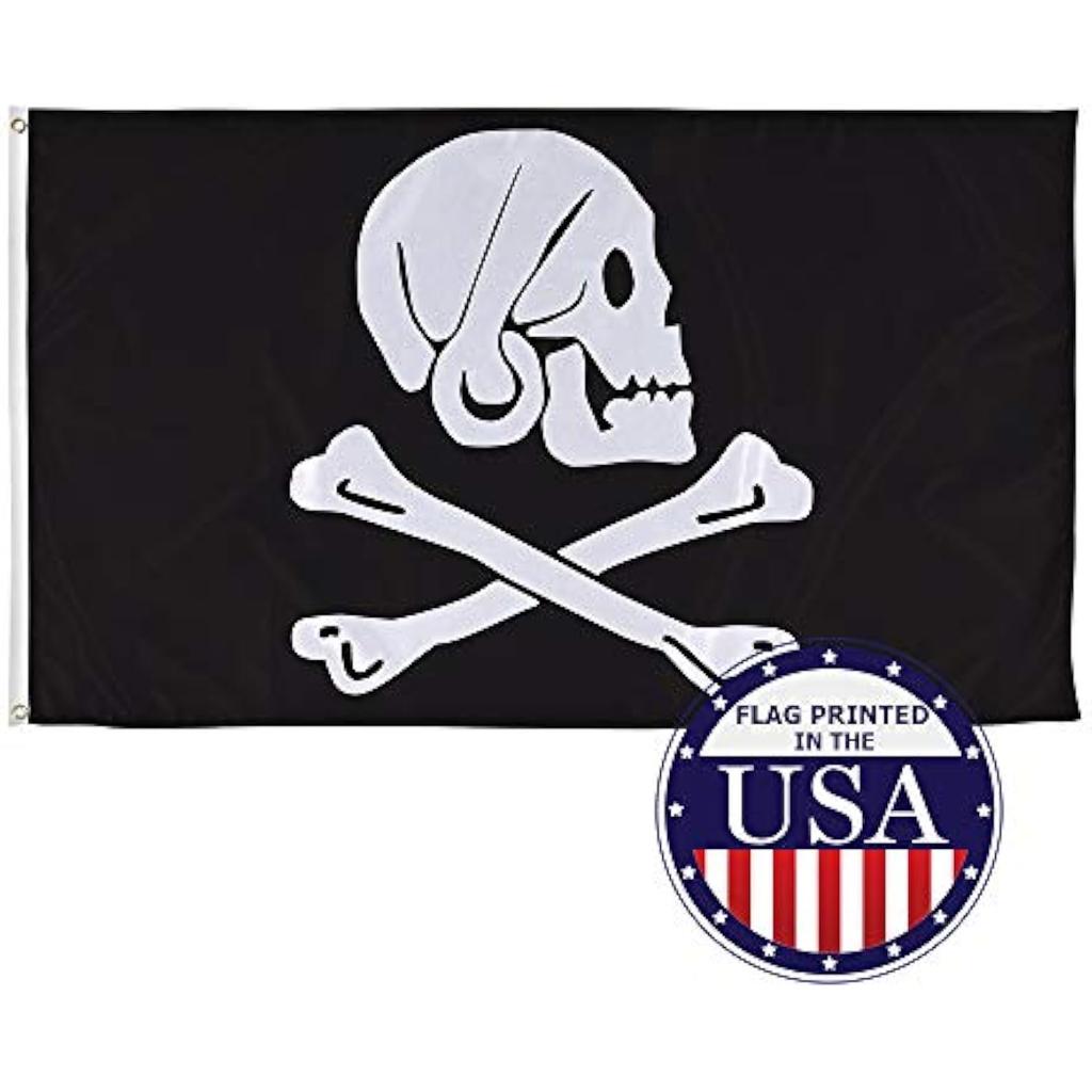 Pirate Flag Skull and Crossbones Weather Resistant Polyester Banner for Outdoor Decor