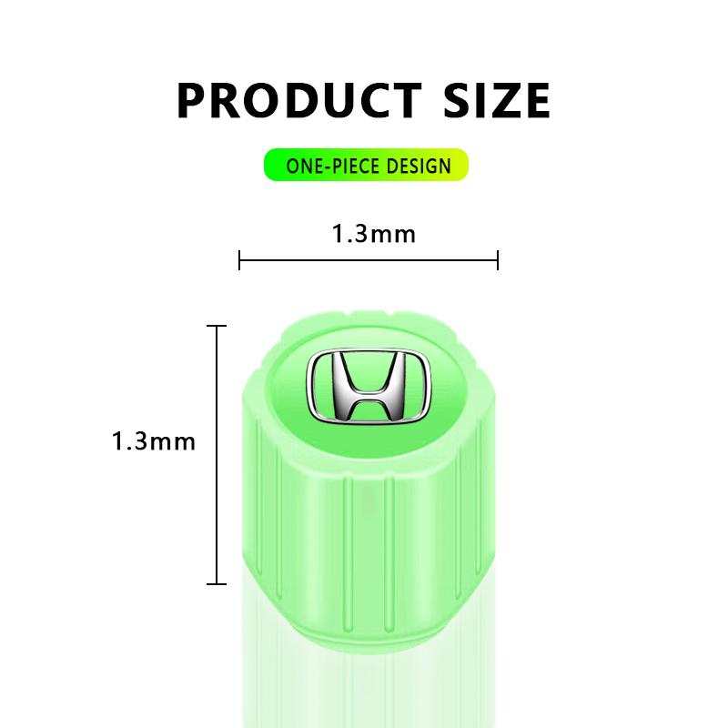 Luminous Car Tire Valve Caps Fluorescent Motorcycle Wheel Tyre For Honda Fit Mugen Insight Type S R VTEC Modulo Vezel RR SiPilot Fit XRV CRV HRV Dio