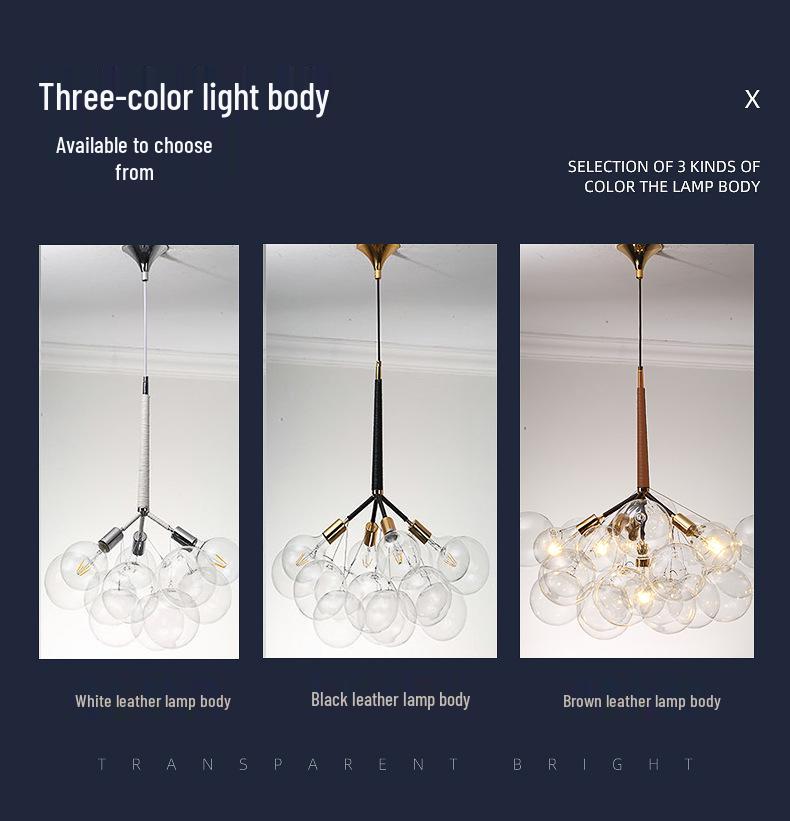 Nordic Romantic Bubble Lamp - Creative Glass Pendant for Children's Room, Living Room, or Restaurant.