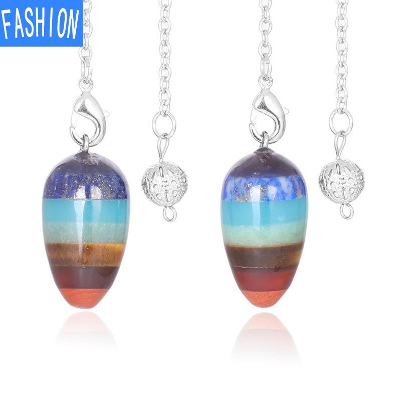 

Чакра, натуральный кристалл, модный маленький топ, овальный, в форме яйца, умный маятниковый кулон, радужные украшения