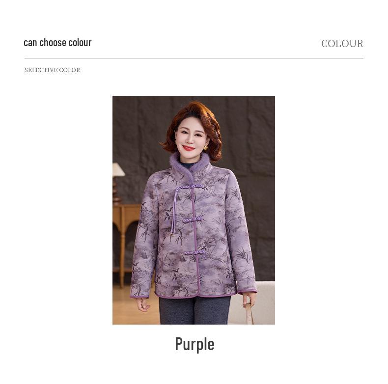Reversible Ancient Style Cotton Coat with Fleece Lining for Women Aged 40-60