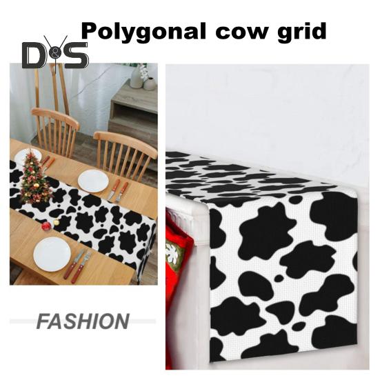 Runner de masă Culoare contrastantă Imprimeu vacă Dreptunghiular Ușor de întreținut Masă Protecție împotriva petelor Banchete Decorare petrecere de sărbători Față de masă