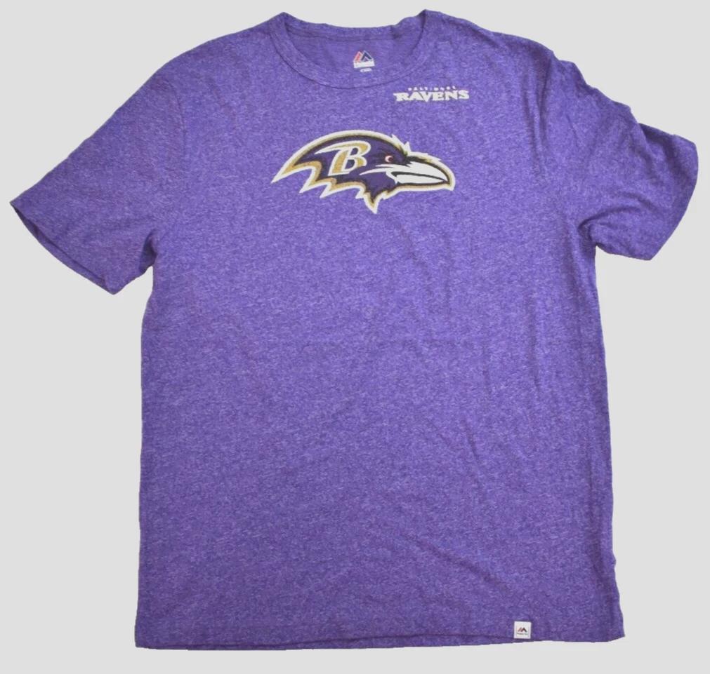 Majestic Mens NFL Baltimore Ravens Football Heather Purple Shirt New Large S