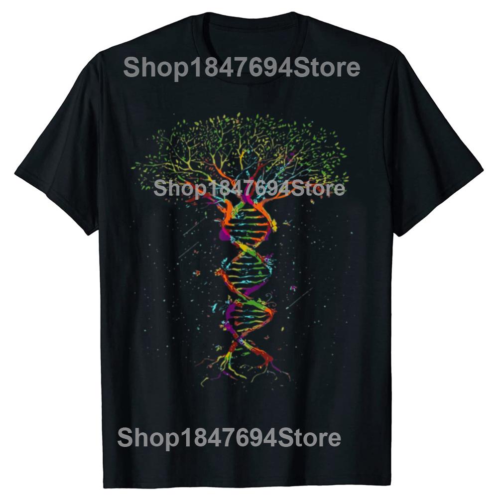 Zabawna grafika DNA Drzewa Życia Geek 100% bawełna T-shirty Męska Damska Moda Casualowy T-shirt Luźny Oversize Streetwear T-shirt