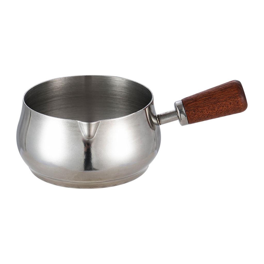 Stainless Steel Measuring Cups With Wooden Handle Condiment Serving Cups Ideal For Espresso And Sauce Pouring