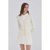 GOXO Rib Knit Cardigan Cream Classic Logo
