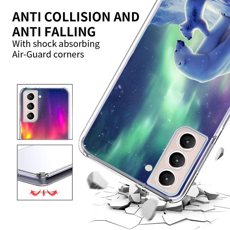 Eisbär und sein Junges unter der Aurora Handyhülle für Samsung Galaxy S25 Edge S24 S23 FE S21 S20 S10 Plus S22 S26 Ultra Cover