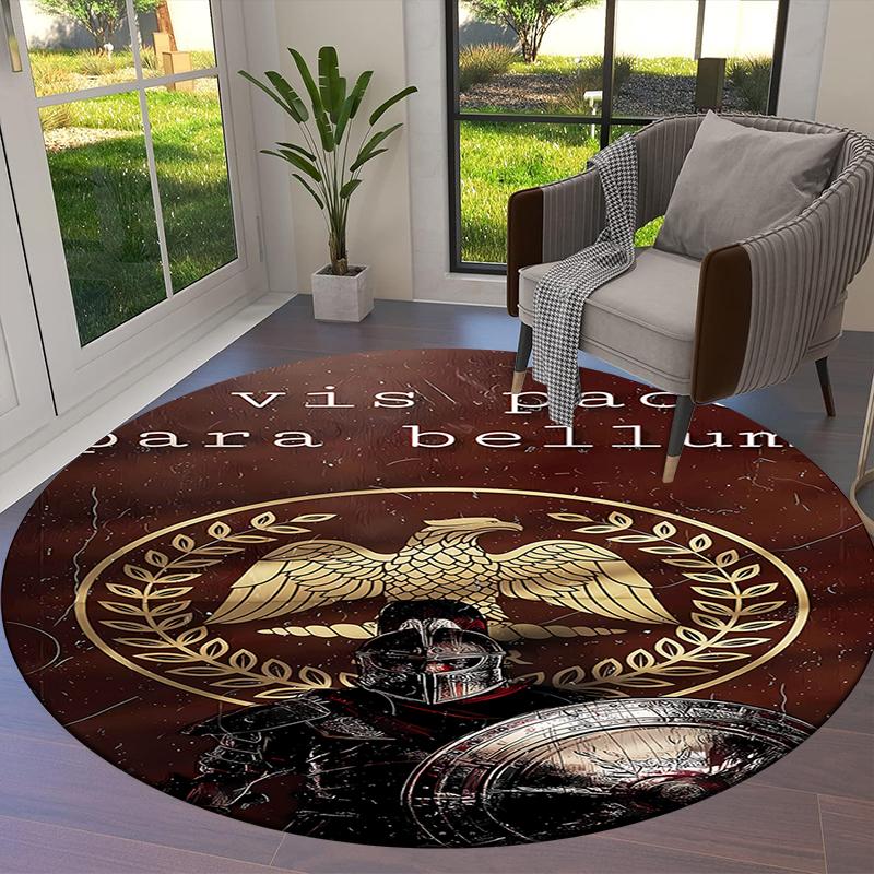 Roman SPQR Round Area Rug,Carpet Rug for Living Room Bedroom Sofa Playroom Decor,Non-slip Floor Mat
