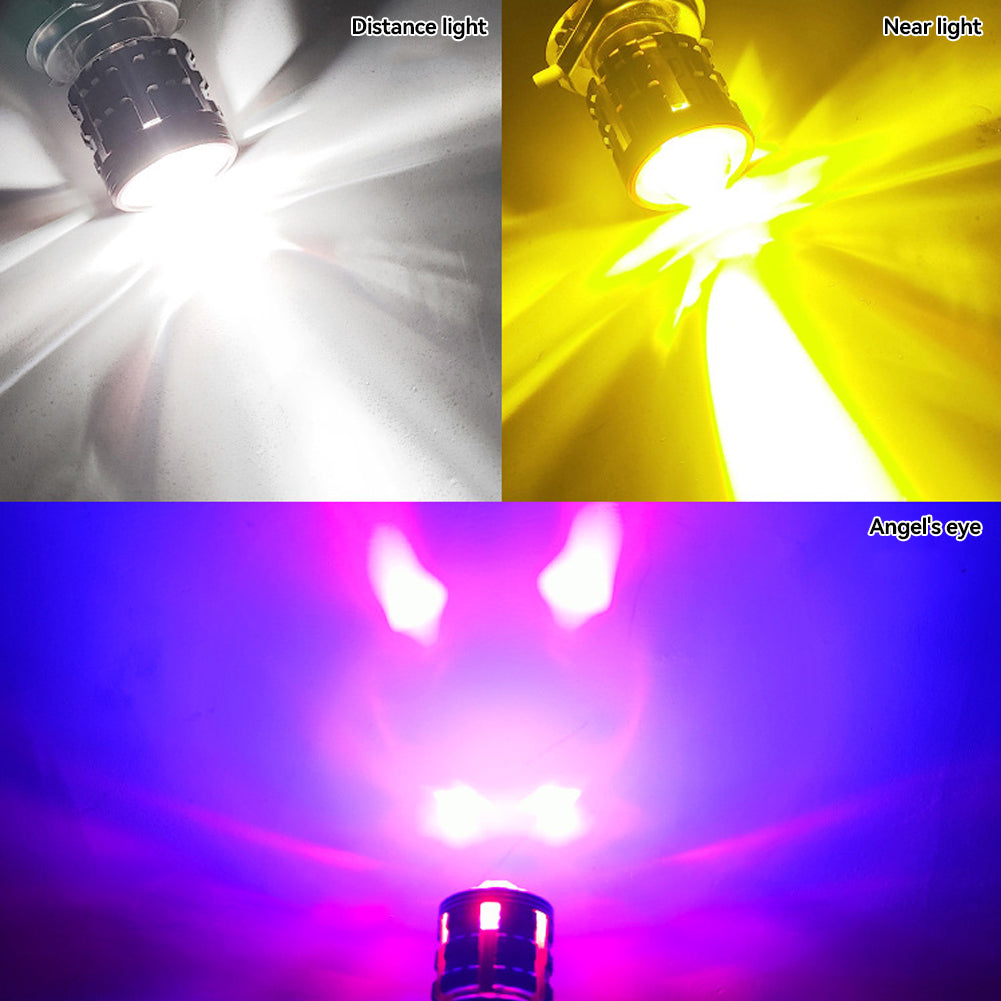1pc H4 BA20D H6 LED Motorcycle Headlight CSP Dual Color White Yellow Hi Lo Beam Lens Fog Lamp for Motobike Scooter Running Light