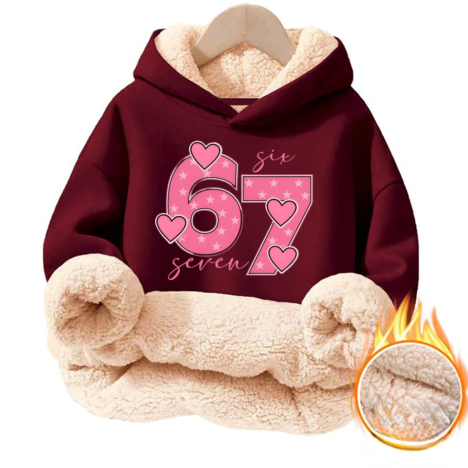

Children s Fashionable Printing Casual Fleece Hooded Loose Fit Hoodie Without Pockets 170 винний