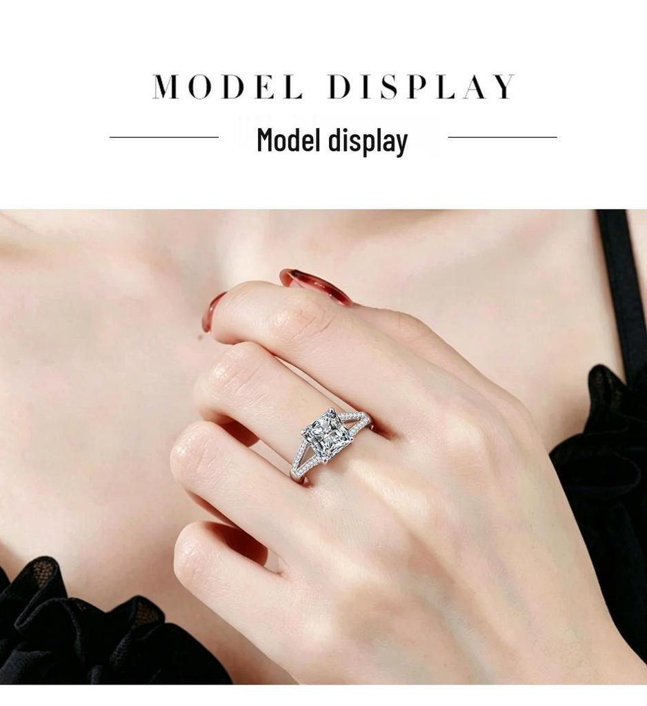 S925 Sterling Silver Women's Engagement Ring with Four-Prong Double Row Pavé, Small Stones, D Color, 2.5 Carat Moissanite