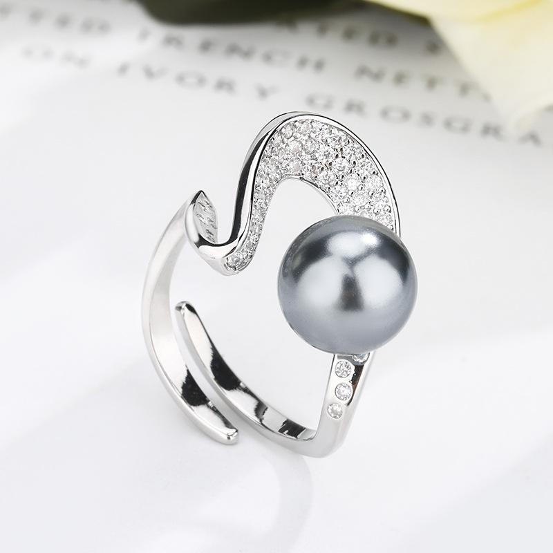 

Jewelry Pearl Ring Jewelry Nanyang Zhuhai Macao White Bead Mysterious Grey Bead Women темно-сірий