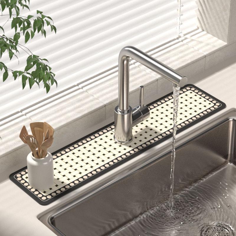 Wasserabsorbierende Matte für Wasserhähne, Küchenspülen, Waschbecken, Abtropfmatten, Spritzschutzmatten für Badezimmerarbeitsplatten