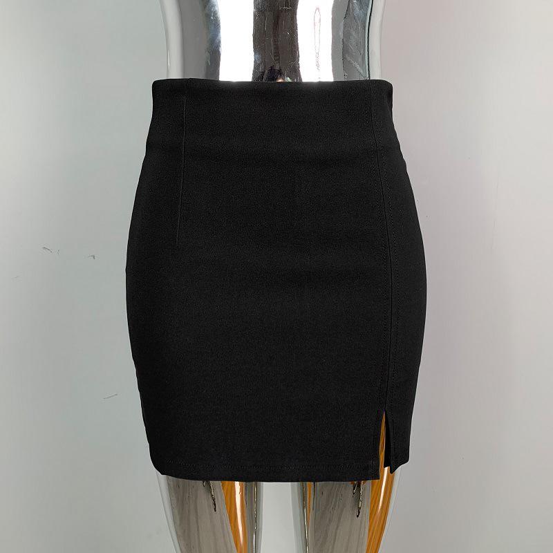 Korean Dongdaemun Stylish High-Waisted Elastic Slimming Slit Short Skirt for Women
