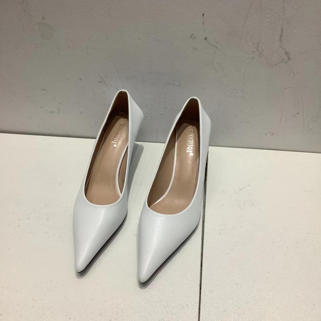 Fashion Pointed Toe Women Pumps 2024 New Arrivals Black/White/Khaki/Green/Pink Shallow Slip On Thin High Heels Pumps Office Shoes Woman
