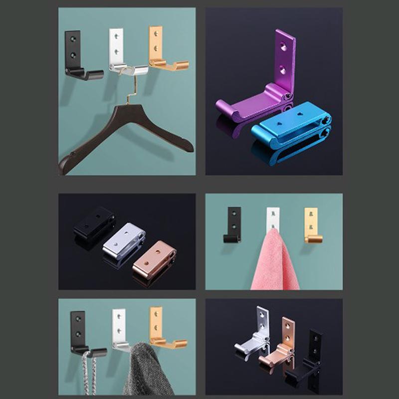 Folding Hooks Wall Door Clothes Coat Hat Bags Hangers Aluminum Alloy Kitchen Bathroom Rustproof Towel Hooks Foldable Single Hook