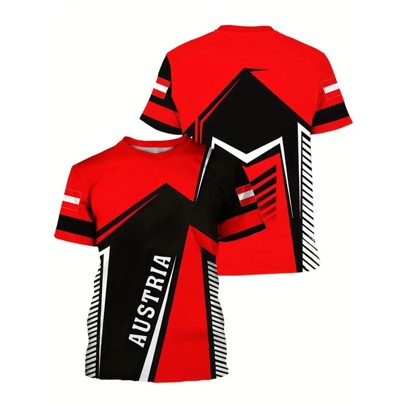 

Austria National Flag Themed T-shirt Men s Clothing 3d Printed Stripe Word T Shirts Casual Fashion Street Short Sleeves Tees S