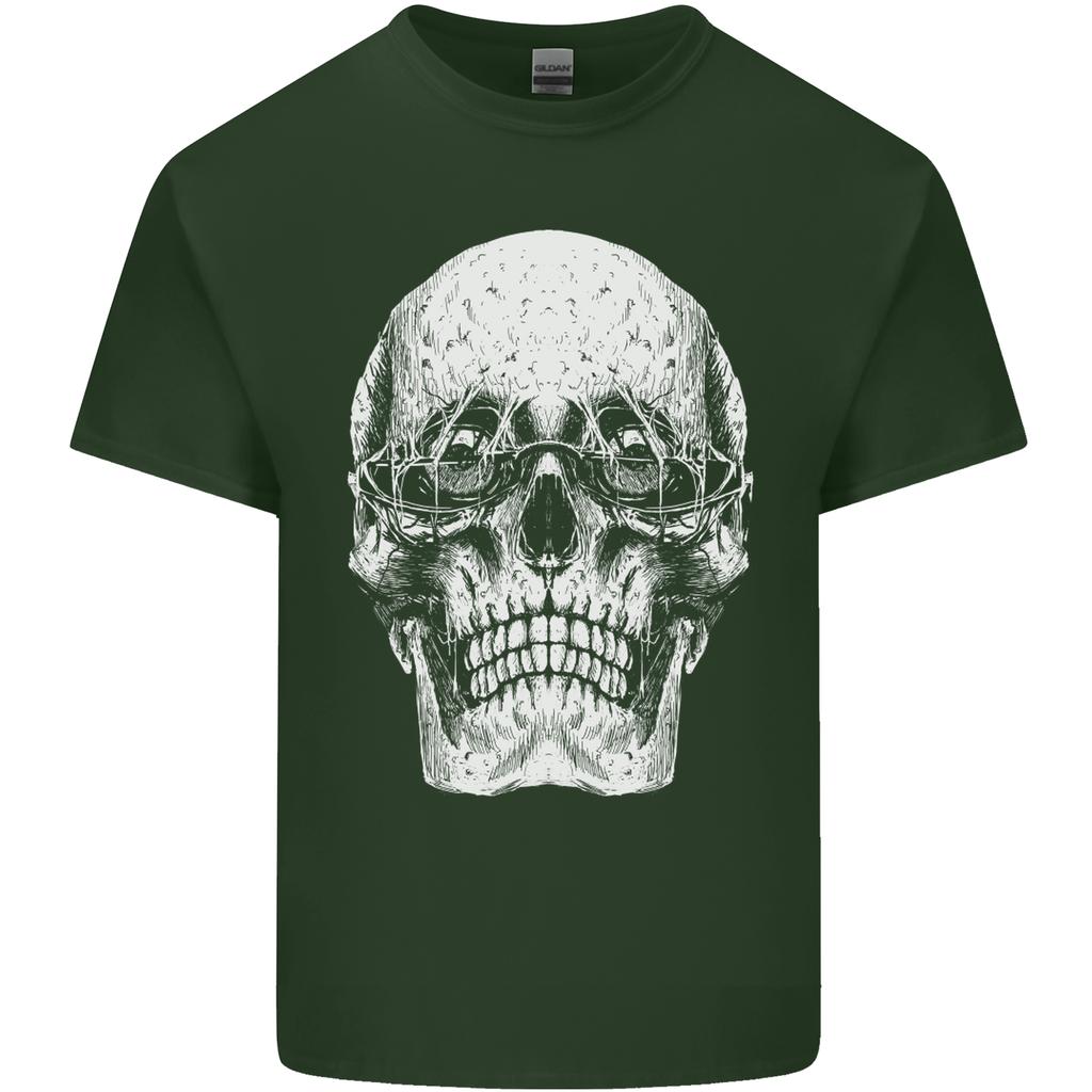 Old Unisex Skull With Glasses Gothic Biker Unisexs Light Cotton TShirt