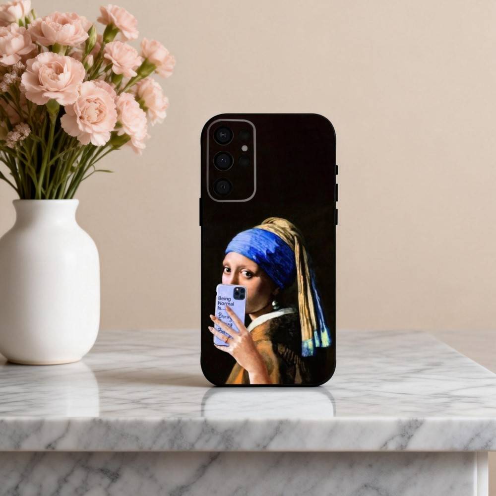 P-Painting A-Art V-Vermeer G-Girl Phone Case For Samsung S25,24,23,22,30,21,10,9,Ultra,Plus,Lite,FE,4,5 G Soft Black Case