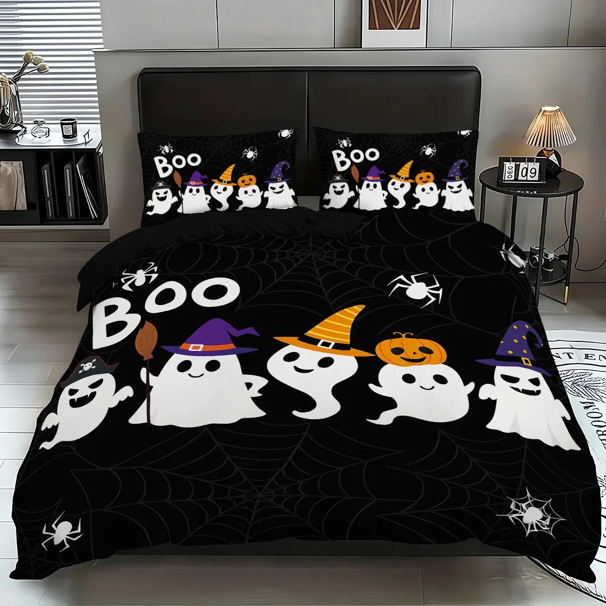 

Halowen cute ghost duvet covers,3D Printed duvet cover pilowcases, Soft plus comfortable beding set, machine washable 120*200cm Single