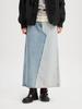 LUCKY CHOUETTE Back Banding Color Block Long Denim Skirt (Blue) Lfpdm25320Bux