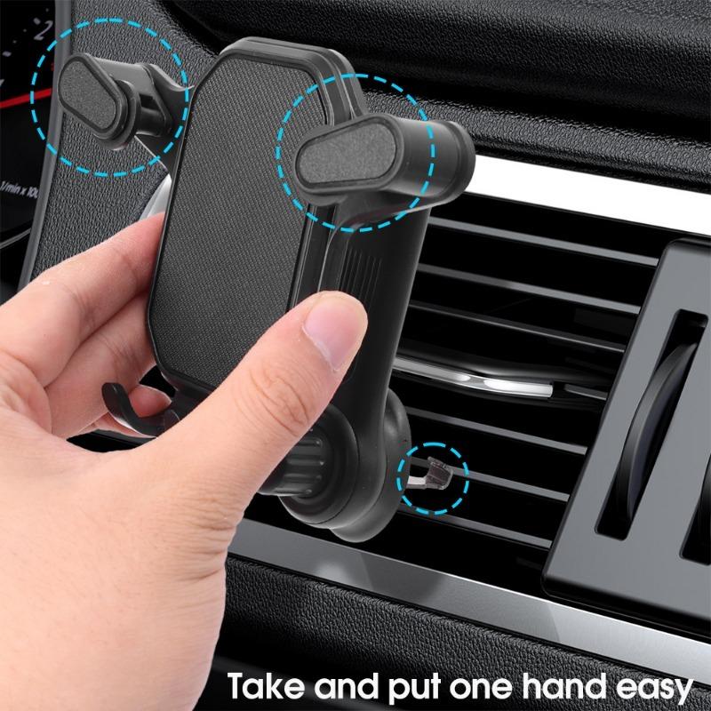 Gravity Car Phone Holder 360 Degree Rotating GPS Stand Car Mount Air Vent Dashboard Car Smartphone Metal Embedded Hooks Holder