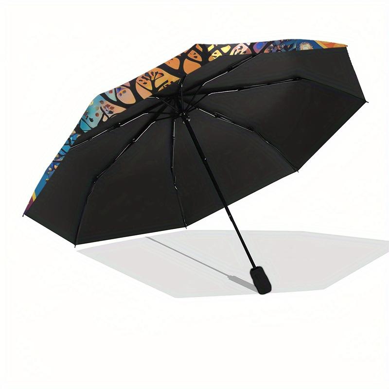 Colorful Tree of Life Mandala Umbrella, Portable 3-Fold Umbrella for Men & Women,Christmas Gift ES64