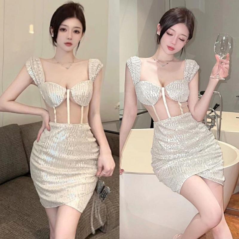 Perspective Sexy Dress Slim Back Waist Fashion Simple Niche Hip Skirt Summer New Women