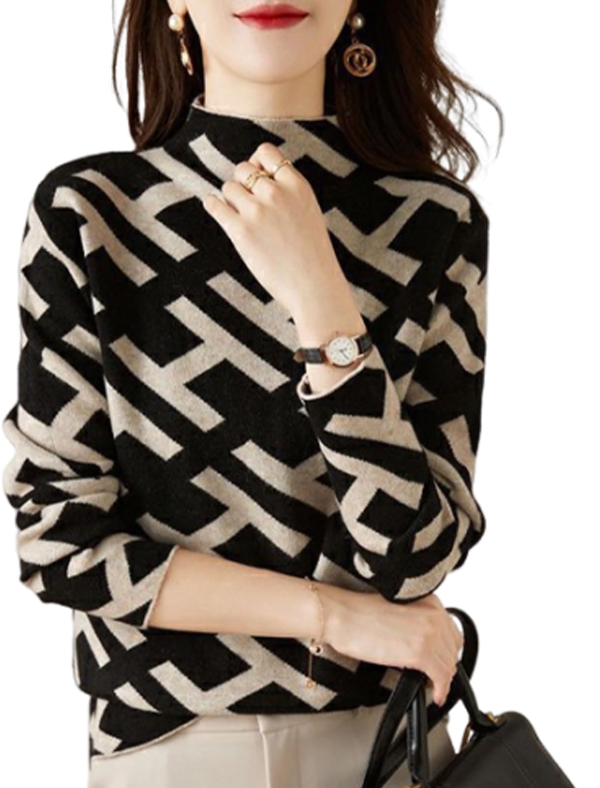 

Neiman by Knit Sweater with H Long Slim Tight Sizes 150cm Slim Single Everyday Women s Logo, Sleeve, Elegant, Stylish, Casual, Fall/Winter, Small, чёрный