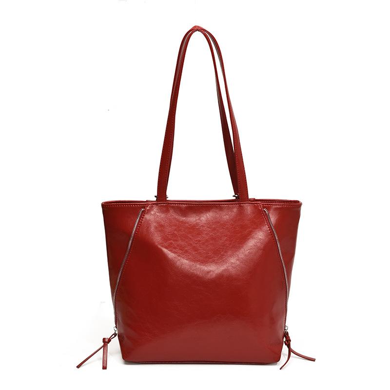 Fashion Large Capacity Red Tote Bags For Women  New Shopping Travel Single Shoulder Handbags Simple Casual Students Backpack