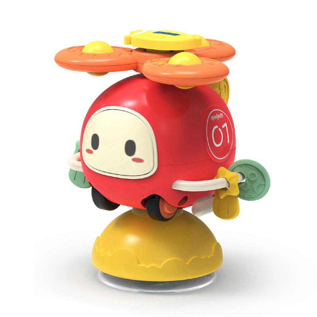 Suction Cup Rotation Toy Detachable Baby Cartoon Car Infant Rotary Top Sensory Toy for Bathing