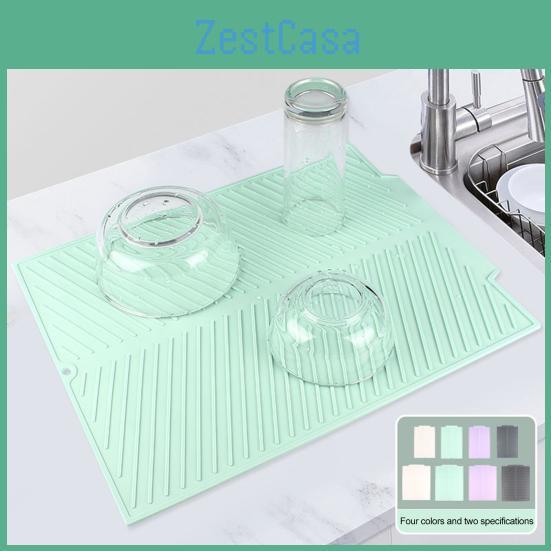 Kitchen Silicone Mat Drainage Countertop Heat Resistant Nonslip Large Surface Multipurpose Thickened Water Filter Pad