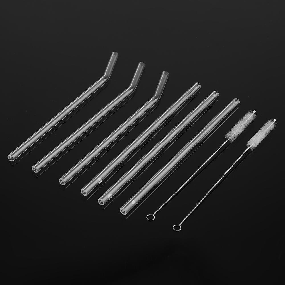 Opakovaně použitelná Ekologická Skleněná Brčka na Pití s Čisticím Kartáčkem Průhledné Pohodlné Nádobí