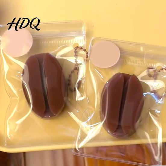 Bag Pendant Stress Toy Squeeze Realistic Food Healing Sensory Slow Rebound Coffee Fidget Bean Shape Decompression Tool Portable Keychain