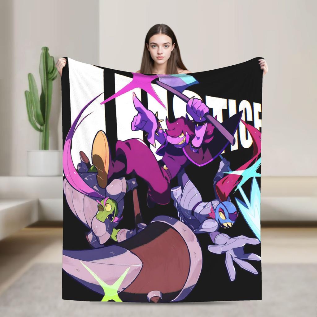Gra Deltarune Tenna TV Koc Flanelowy Zabawny Koc Rzutowy do Domu Hotelu Sofy 150*125cm Pluszowa Cienka Kołdra