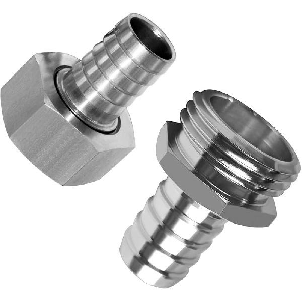 Beduan Stainless Steel Garden Hose Repair Connector Fitting 1/2  Barb to 3/4 Garden hose Male and Female GHT Threaded Hose Fittings 5/8 Inch