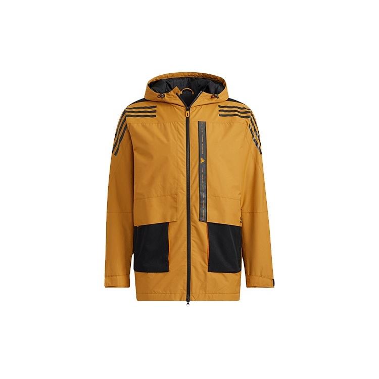 Men s adidas Contrasting Colors Sports Training Casual Hooded Jacket Wheat Brown HE7403 M