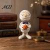 Halloween Statue Mummy Holding Pumpkin Decoration, Spooky Resin Decoration Desktop Figurine for Indoor Shelf, Tiered Tray Decor Texture Zombie