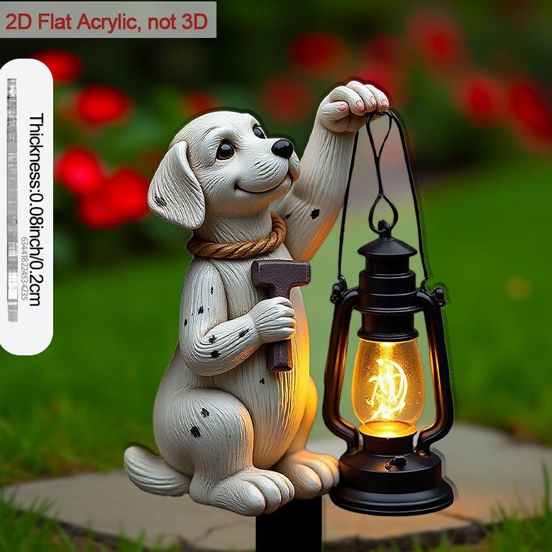 1pcs Dog Shaped Garden Floor Socket 2D Flat Effects Acrylic Material for Outdoor/flowerpot Decorat Lighting Up Cute Pet Lanterns