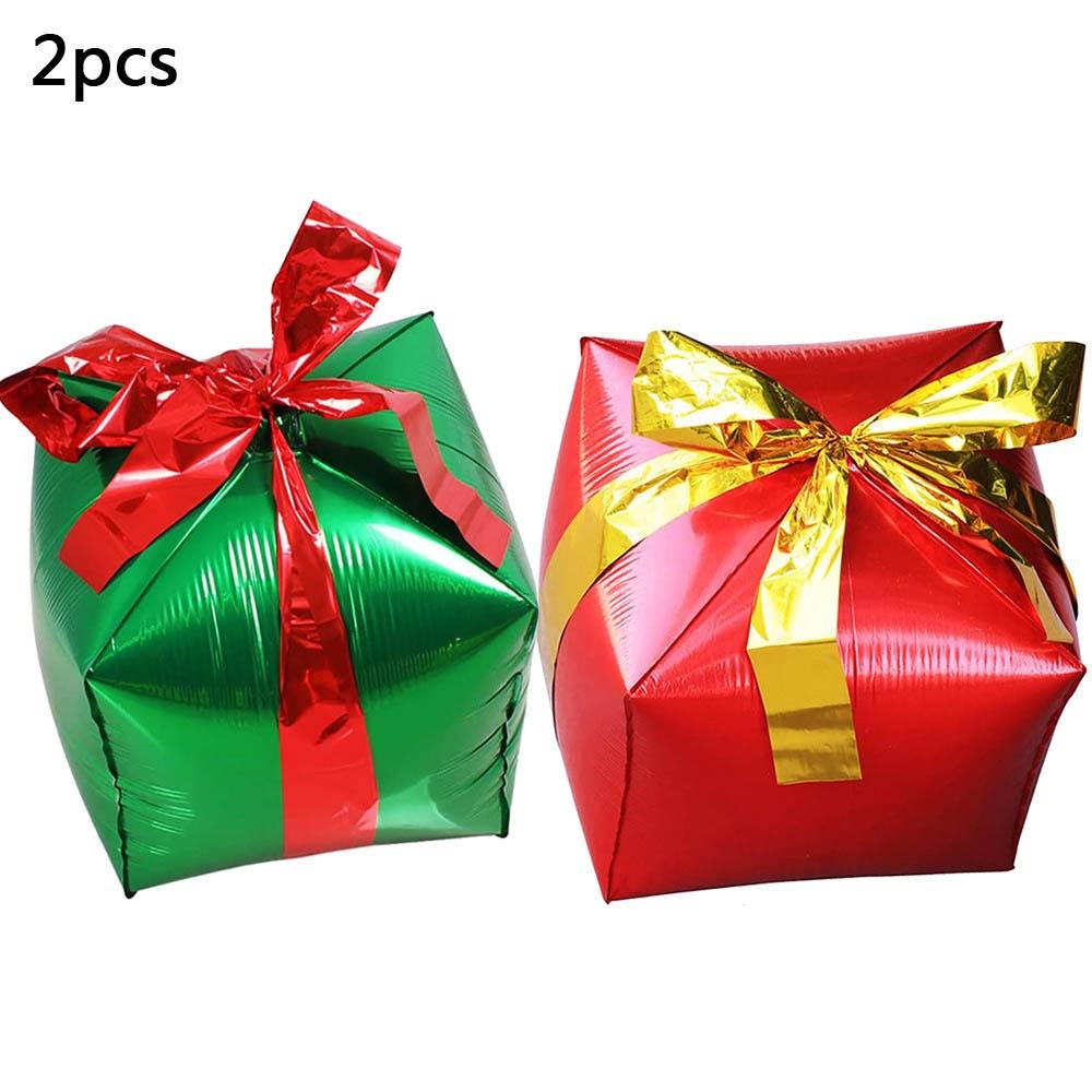 4D Six Sided Gift Box Windmill Cane Shape Aluminum Foil Balloon Birthday Christmas Party Scene Atmosphere Decoration