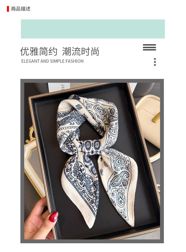 Square scarf, silk scarf, cotton and linen headscarf, sunscreen scarf, women's scarf, shawl feeling, small man imitation velvet herringbone pattern sp